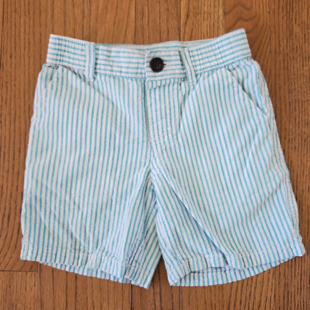 Gymboree Boys Striped Seersucker Shorts - Pink & Aqua Size 3T
